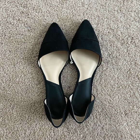 Mango Black Suede Pointy Flats - Picture 1 of 4